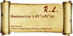 Raskovics Lóránt névjegykártya